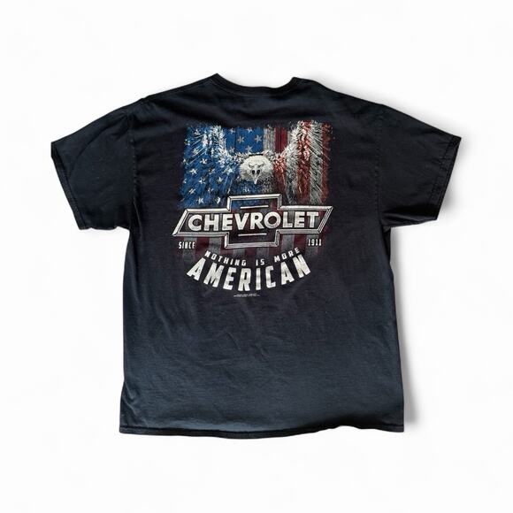 Chevy Car Tee Shirt American Flag Eagle Faded Logo Graphic Men's XL Black - Picture 1 of 3